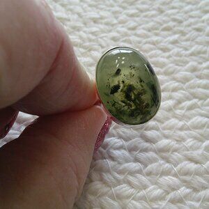 Stunning MOSS PREHNITE Handmade Sterling 925 Ring Size 8.5 #423E
